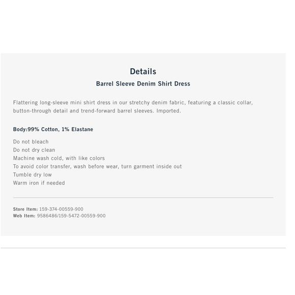 Abercrombie & Fitch Denim Button Down Barrel Sleeve Mini Dress Sz. Lrg Black - Picture 5 of 11